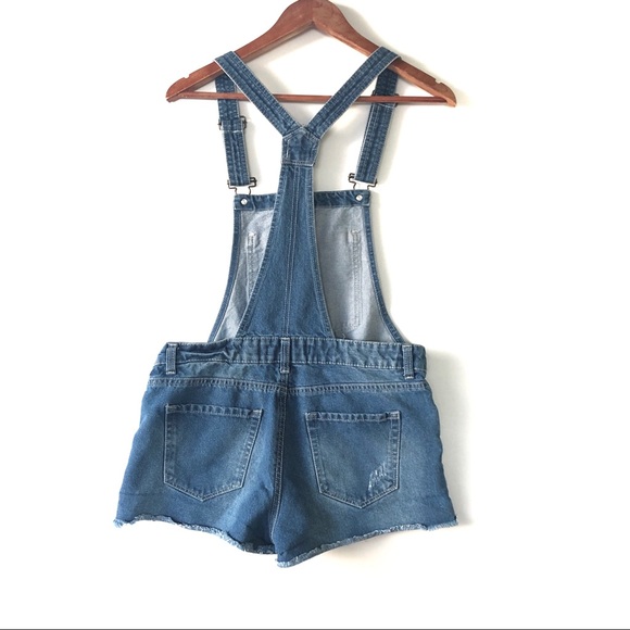 Bluenotes Overall Shorts Rose Embroidery Small - Picture 3 of 9